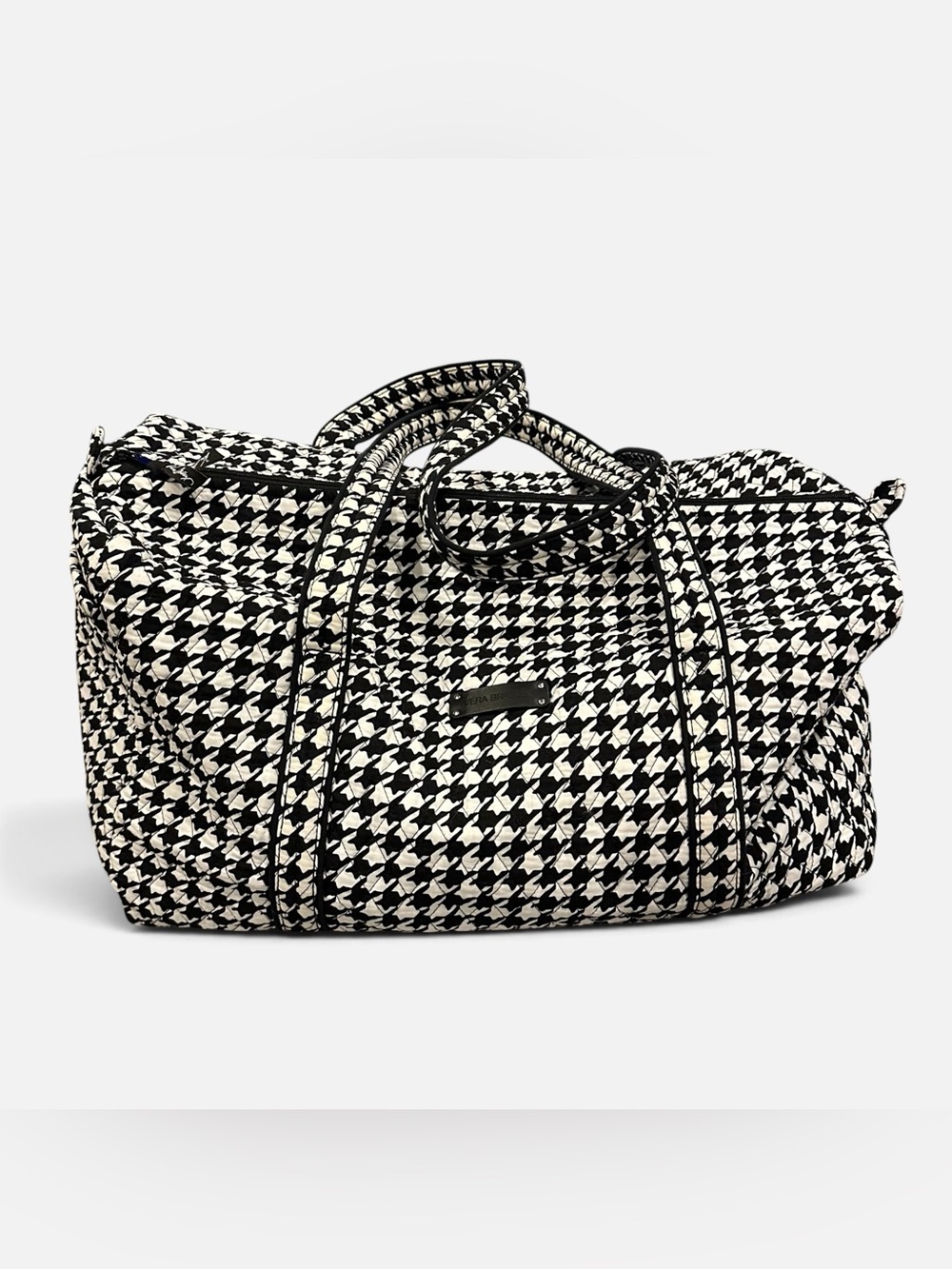 VERA BRADLEY Black White Houndstooth Large Original Duffel  Travel Bag Zip R$140